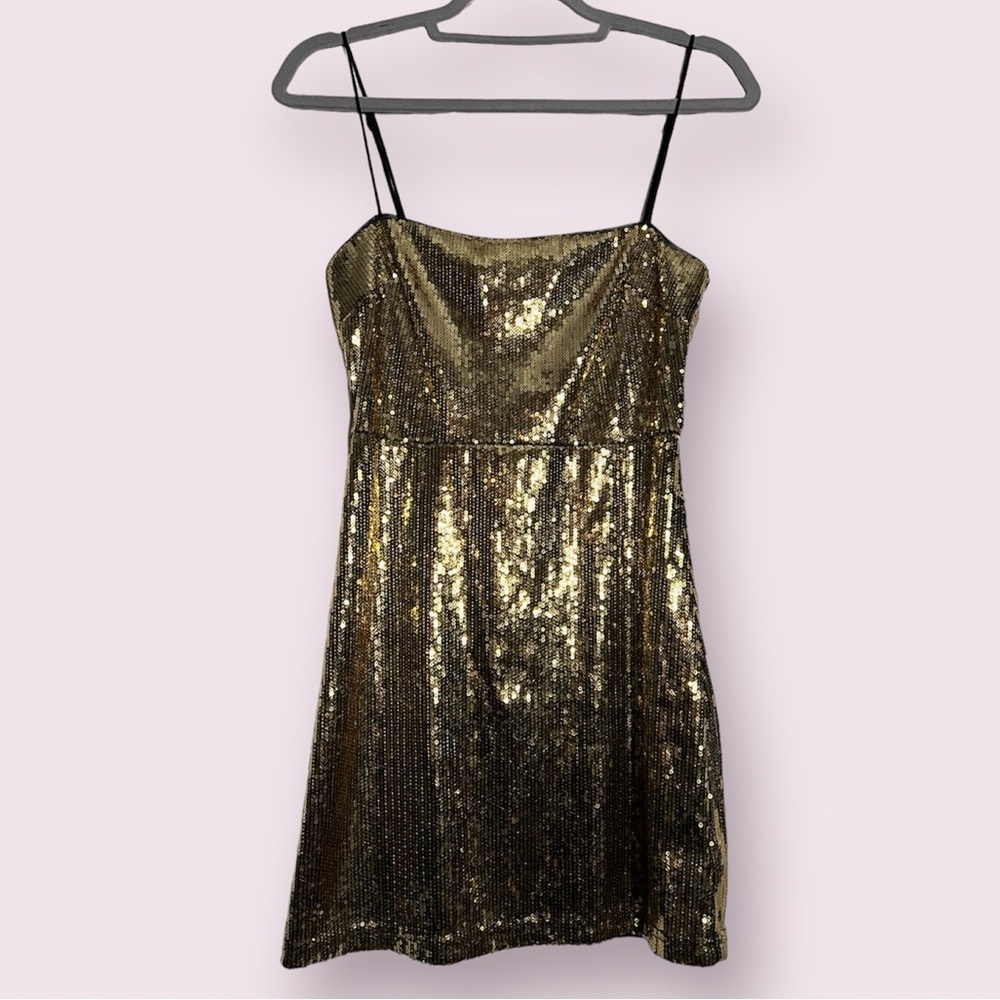 Urban Outfitters Gold Sequin Mini Dress